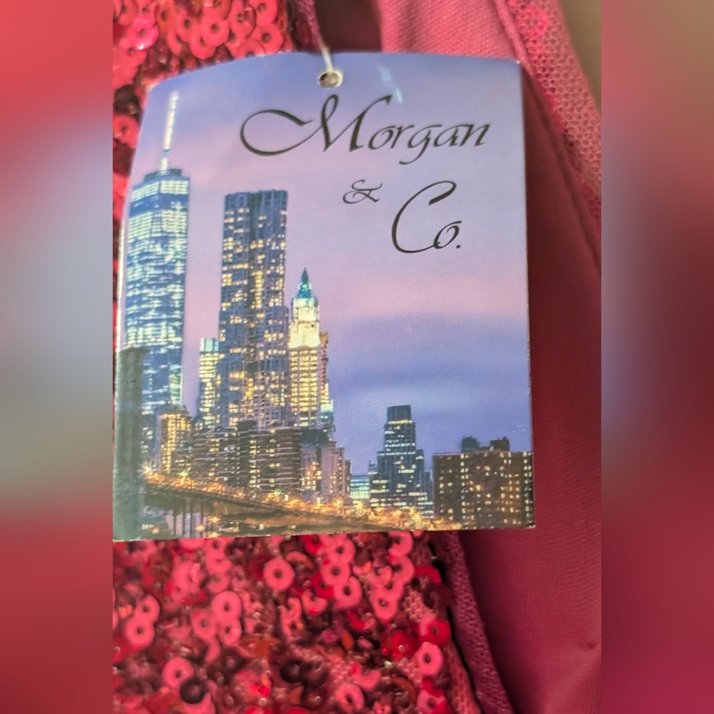 Morgan & Co. Fuchsia Sequin V-Neck Maxi Dress - Picture 7 of 8